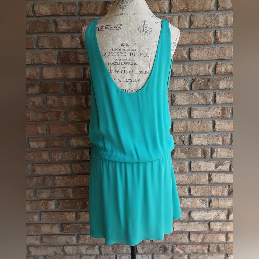 Alice + Olivia Blue Ruched Cowl Neck Midi Dress